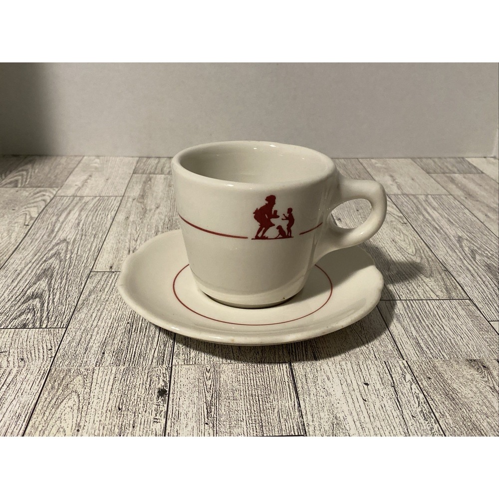 Vtg Howard Johnson Restaurant Ware Coffee Tea Cup & Saucer Set Pie Man READ